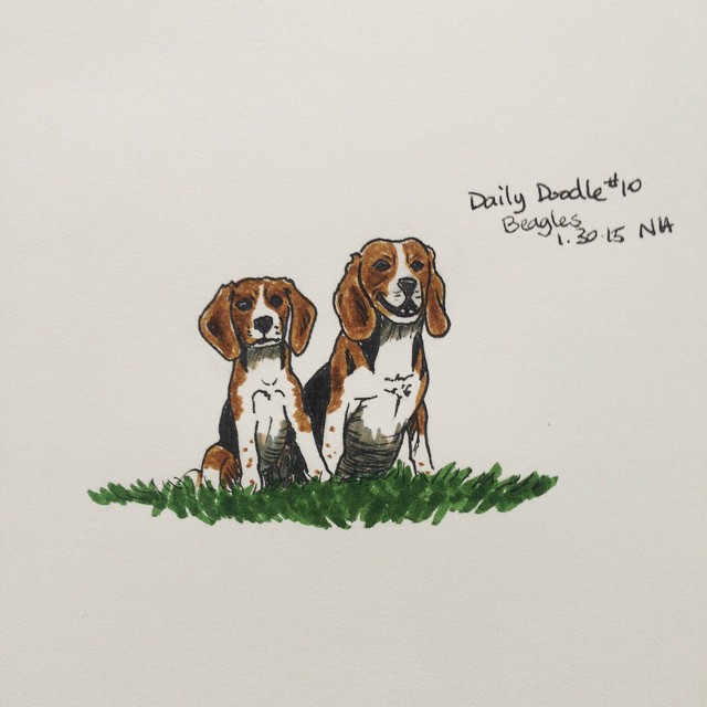 No.10 Beagles #dailydoodle #dogs #beagles #sketch