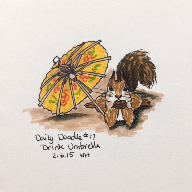 No.17 Drink Umbrella #dailydoodle #sketch #squirrel #drinkumbrella
