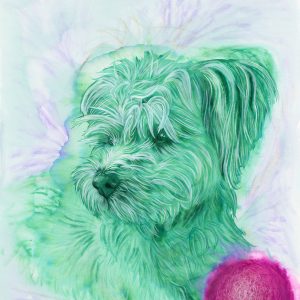 Green Terrier Dog Portrait - Print