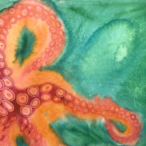 Orange Abstract Octopus #02 - Print